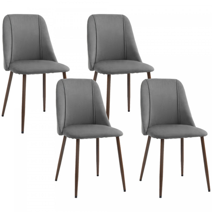 HOMCOM Dining Chairs Set of 4, Velvet Accent Chair, Dark Grey
