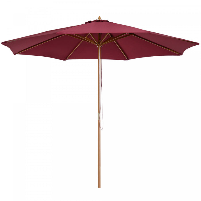 Outsunny 10' X 8.2' Round Patio Umbrella Wine Red