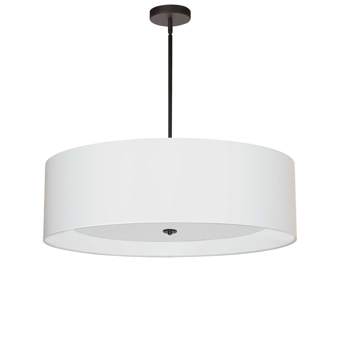 Dainolite Helena 4 Light Pendant 30\" Dia Matte Black Finish White Shade White Diffuser Lamp