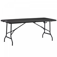 Outsunny 6 Ft Outdoor Dining Table For 6, Folding Patio Table Steel Legs