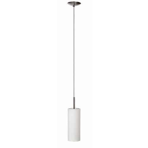 Dainolite Paza 1 Light Pendant Satin Chrome Finish White Frosted Glass Lamp