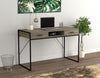 48” Computer Desk With 2 Drawers and 1 Shelf - Dark Taupe With Black Metal Base | Bureau d’ordinateur de 48 po avec 2 tiroirs et 1 tablette - taupe foncé avec base en métal noir