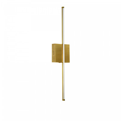 Dainolite Array LED Wall Sconce Vertical 19w Aged Brass White Acrylic Diffuser Lamp|Applique murale verticale Array de Dainolite en acrylique blanc qui diffuse la lumière, avec fini laiton vieilli et ampoule à DEL de 19 W