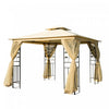 Outsunny 10'x10' Gazebo Canopy Outdoor Patio Sun Shelter Uv Protect W/ 2-tier Polyester Roof Curtain|Outsunny 10'x10' Gazebo Canopee Abri Soleil Pour Terrasse Exterieure Canopee Avec Protection Uv Prot