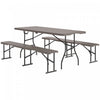 Outsunny 6FT 3-Piece Faux Rattan Folding Picnic Table w/ 2 Benches, Brown