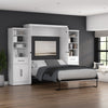 Bestar Key West Queen Murphy Bed & Closet Organizers with Doors & Drawers (119 W) - Pure White Oak|Grand lit escamotable Key West de Bestar de 119 po (L) avec organisateurs de garde-robe, portes et tiroirs - blanc chêne solide