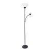 Ardelo Floor Lamp w/ Gooseneck Reading Light, Onyx, 71.5\"H