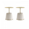 Anderson Modern Metal Top Upholstered End Table in Cream - Set of 2 | Table d’appoint moderne Anderson a plateau en metal et revetement creme – Lot de 2