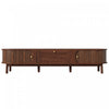 Oakmere 67 Inch Modern TV Stand with Drawer and Sliding Doors, Walnut | Oakmere Meuble TV Moderne 67 po avec Tiroir et Portes Coulissantes, Noyer