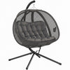 Outsunny Double Egg Chair with Stand, Hanging Swing Egg Chair, Grey