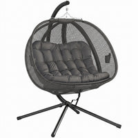 Outsunny Double Egg Chair with Stand, Hanging Swing Egg Chair, Grey
