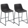 HOMCOM Bar Stools Set of 2, Counter Height Barstools with Back, Dark Brown
