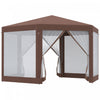 Outsunny 13' X 11' Hexagonal Party Tent With Nettings Brown|Tente De Reception Hexagonale Outsunny 13 Pi X 13 Pi Avec Filets, Brun