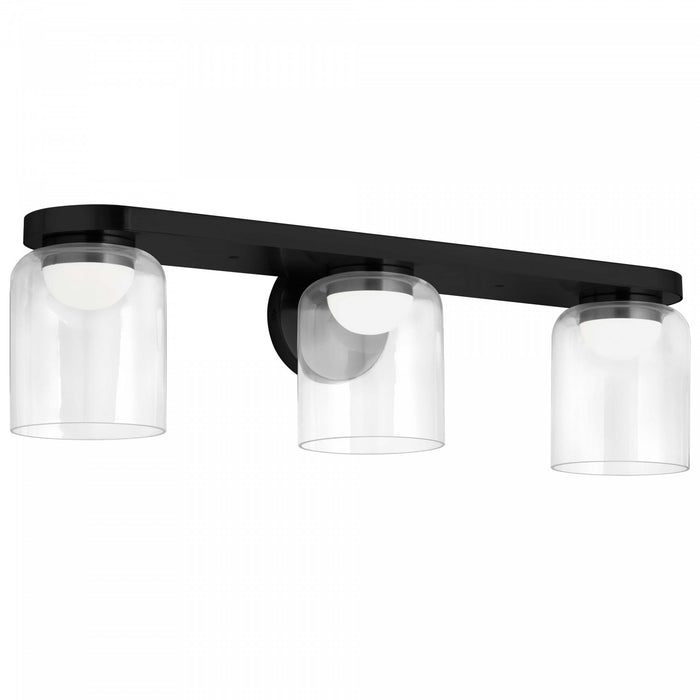Dainolite Nadine LED Vanity 30w Matte Black Clear Glass Lamp