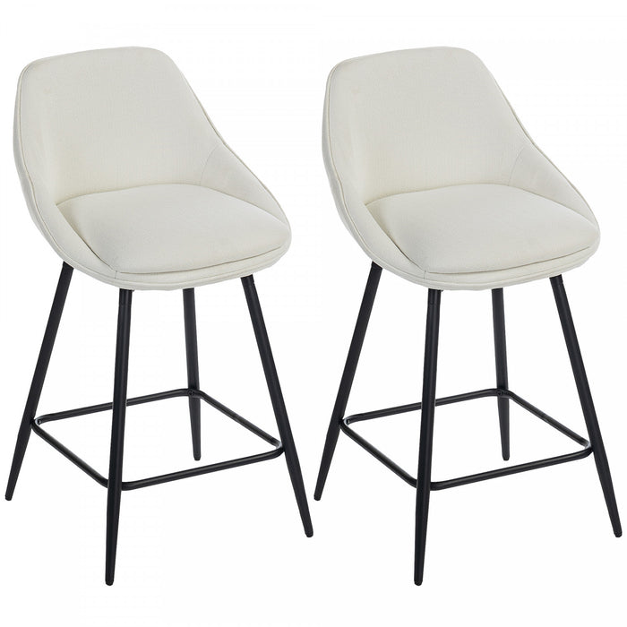 HOMCOM Swivel Bar Stools Set of 2 26\" Counter Height Barstools, Cream White