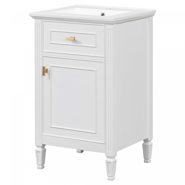 Jocelyn 20\" Bathroom Vanity with Ceramic Sink and Solid Rubberwood Frame, Black