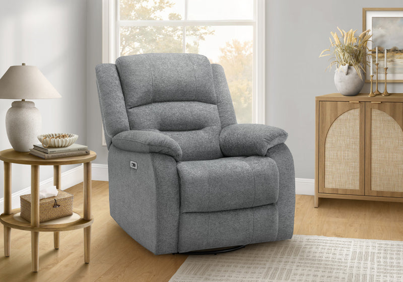 MONARCH SPECIALTIES 34\" WIDE, LARGE UPHOLSTERED POWER RECLINING CHAIR, USB PORTS INCLUDED, BLUE FABRIC, TRANSITIONAL Recliner