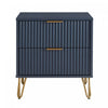 Dumbo Modern 20" Fluted Nightstand in Midnight Blue (2-Drawer) | Table de nuit moderne Dumbo 20" a cannelures, bleu minuit (2 tiroirs)