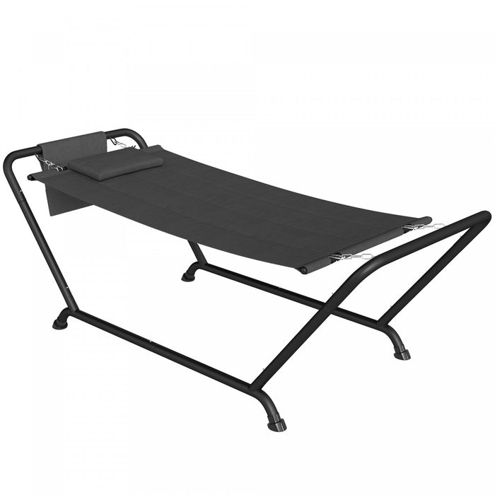 Outsunny Outdoor Hammock with Stand Side Pocket, 330 LBS, Dark Grey