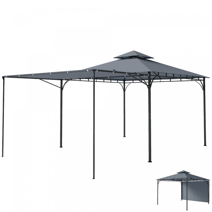 Outsunny Patio Gazebo Extendable Shade 126\" x126\", Dark Grey