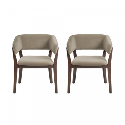 Blake Modern Faux Mohair Wood Armchair in Linen - Set of 2 Dining Chair | Fauteuil Blake moderne en faux mohair avec accoudoirs en bois, lin – Lot de 2