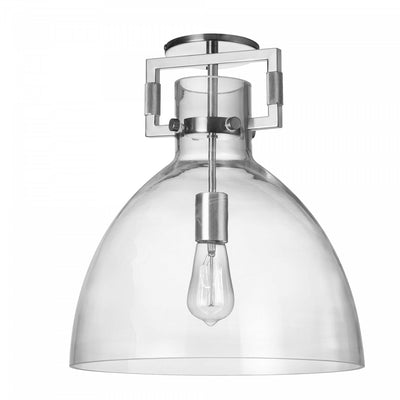 Dainolite Liberty 1 Light Semi-flush Mount Incandescent Polished Chrome Clear Glass Lamp|Plafonnier semi-affleuré Liberty de Dainolite en verre transparent, avec fini chromé poli et 1 ampoule incandescente