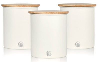 Salton Swan Nordic White Cannisters - Set of 3|Boîtes blanches Swan de style nordique - ensemble de 3