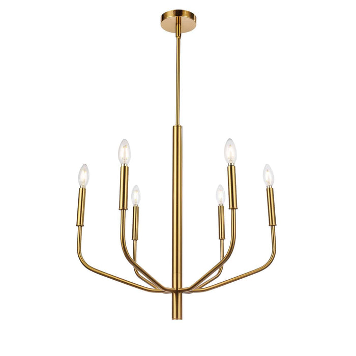 Dainolite Eleanor 6 Light Chandelier Aged Brass Lamp