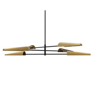 Dainolite Cassie 6 Light 3tier Chandelier Matte Black/Aged Brass Lamp|Lustre Cassie de Dainolite à 3 niveaux, avec fini noir mat et laiton vieilli et 6 ampoules