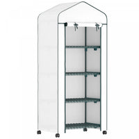 Outsunny Portable Greenhouse With 4 Tier Shelves, Pe Cover, White