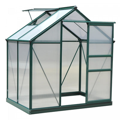 Outsunny 6.2' X 4.3' X 6.6' Clear Polycarbonate Greenhouse Large Walk-in Green House Garden Plants G|Outsunny Serre De Jardin Aluminium Polycarbonate 6.2' X 4.3' X 6.6' Lucarne, Porte Coulissante + Fon