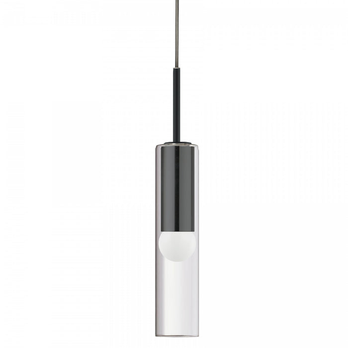 Dainolite Palmer 1 Light Pendant Matte Black Clear Glass Lamp