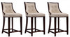 Fifth Avenue Traditional Wood Upholstered Counter Stool in Cream - Set of 3 | Tabouret de comptoir traditionnel en bois avec assise rembourree creme Fifth Avenue - Lot de 3
