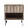 Dumbo Modern 20" Fluted Nightstand in Rustic Gray (1-Drawer) | Table de nuit moderne Dumbo 20" a rainures en gris rustique (1 tiroir)