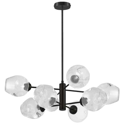 Dainolite Abii 8 Light Chandelier Matte Black Finish Clear Glass Lamp|Lustre Abii de Dainolite en verre transparent, avec fini noir mat et 8 ampoules