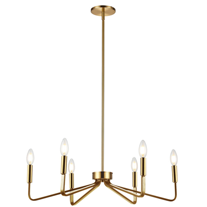 Dainolite Clayton 6 Light Chandelier Aged Brass Lamp