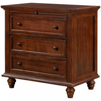 U_Style 27.6 Inch Painted Nightstand with Pull-Out Tray and 3 Drawers, Brown 