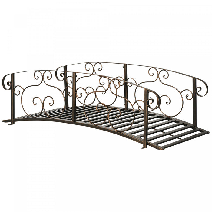 Outsunny 6FT Garden Bridge with Safety Rails Decorative Pond Bridge, Brown