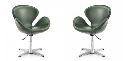 Raspberry Modern Upholstered Swivel Lounge Chair in Forest Green - Set of 2 Accent Chair | Fauteuil lounge pivotant moderne Raspberry en tissu vert foret - Lot de 2