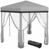 Outsunny 12x12 Pop Up Canopy Tent, Hexagon Gazebo With Mosquito Netting, Carry Bag, Stakes, Ropes, H|Outsunny Auvent De 12x12', Tente Gazebo Avec Filet, Sac De Transport, Gris