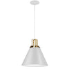 Dainolite Sonus 1 Light Pendant Matte White Aged Brass Accent Lamp|Luminaire suspendu Sonus de Dainolite avec fini blanc mat, touches laiton vieilli et 1 ampoule