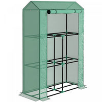 Outsunny Mini Greenhouse With 3 Tier Shelves, Roll-up Door, Green