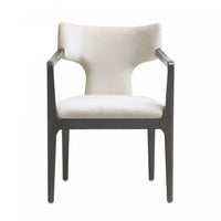 Eloria Mid-Century Modern Chenille Wood Armchair in Cream 