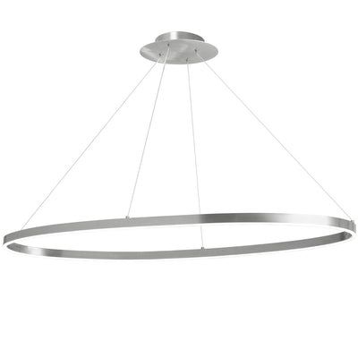 Dainolite Circulo Horizontal Chandelier 63w Silver Finish White Silicone Diffuser Lamp|Lustre horizontal Circulo de Dainolite en silicone blanc qui diffuse la lumière, avec fini argenté et ampoule de 63 W