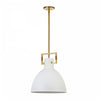 Dainolite Liberty 1 Light Pendant Aged Brass Matte White Metal Shade Lamp|Luminaire suspendu de Dainolite avec abat-jour en métal blanc mat, fini laiton vieilli et 1 ampoule incandescente
