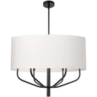 Dainolite Eleanor 6 Light Pendant Matte Black White Shade Lamp