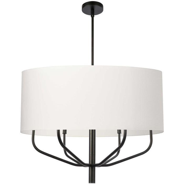 Dainolite Eleanor 6 Light Pendant Matte Black White Shade Lamp