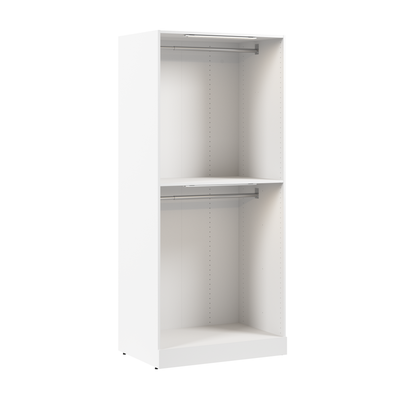 Bestar Florence 35" Modular Double Hanging Closet System with LED Light - White|Système de garde-robe modulaire  à 2 espaces pour suspendre Florence de Bestar de 35 po avec éclairage à DEL - blanc