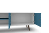 Manhattan Comfort Liberty 62.99" Mid-Century Modern TV Stand with 3 Shelves & 2 Doors - White & Aqua|Meuble pour téléviseur Liberty de Manhattan Comfort de 62,99 po de style moderne du milieu du 20e si