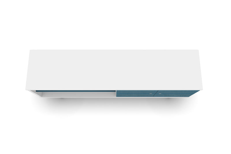 Manhattan Comfort Liberty 62.99\" Mid-Century Modern TV Stand with 3 Shelves & 2 Doors - White & Aqua Blue